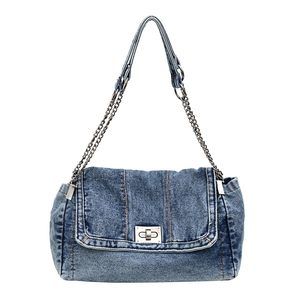 Denim Tote Bag Jean Purses Adjustable Chain Shoulder Handbag UwU